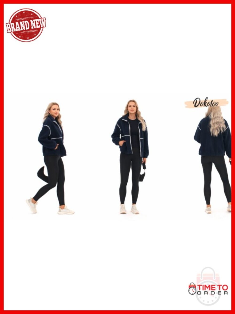 Women's Sherpa Fleece Zip Jacket Warm Winter Coat with Pockets - Picture 6 of 6